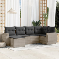 Set Divano da Giardino 6pz con Cuscini Grigio Chiaro Polyrattan