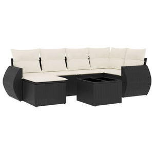 Set Divani da Giardino con Cuscini 7pz Nero Polyrattancod mxl 112549