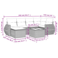 Set Divani da Giardino 7 pz con Cuscini Grigio in Polyrattan 3254007