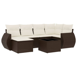 Set Divani da Giardino 7 pz con Cuscini Marrone in Polyrattan 3254010