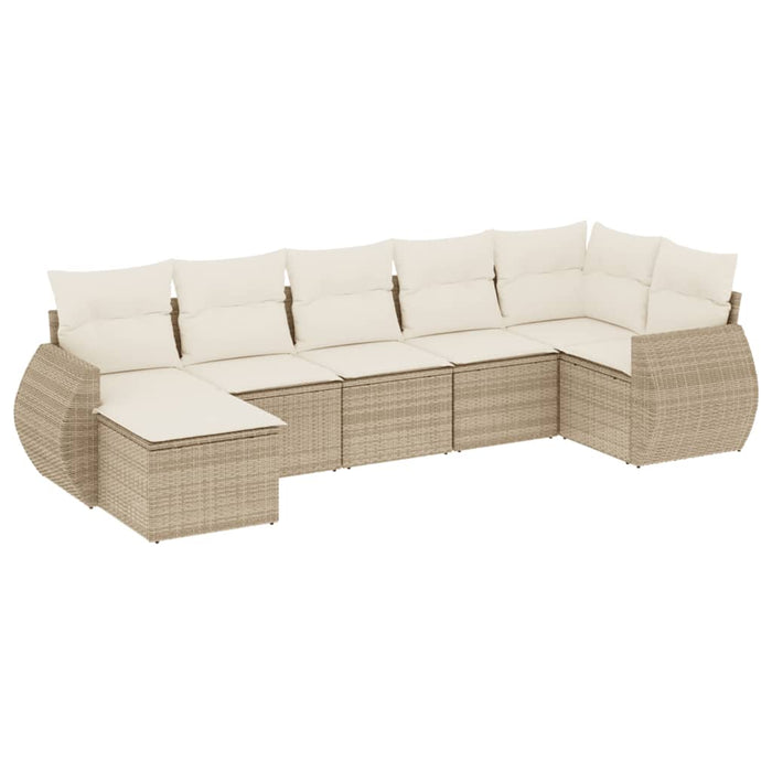Set Divani da Giardino 7 pz con Cuscini Beige in Polyrattan 3254015