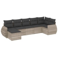 Set Divani da Giardino 7pz con Cuscini Grigio Chiaro Polyrattan