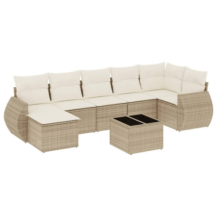Set Divano da Giardino 8 pz con Cuscini Beige in Polyrattan 3254025