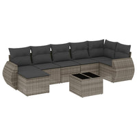 Set Divano da Giardino 8 pz con Cuscini Grigio in Polyrattan 3254027