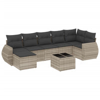 Set Divano da Giardino 8pz con Cuscini Grigio Chiaro Polyrattan 3254029