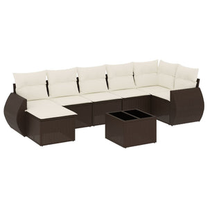 Set Divani da Giardino 8 pz con Cuscini Marrone in Polyrattan 3254030