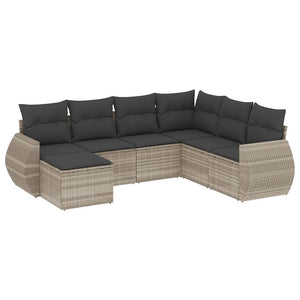 Set Divani da Giardino 7pz con Cuscini Grigio Chiaro Polyrattan 3254039