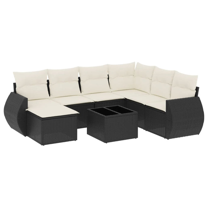 Set Divani da Giardino con Cuscini 8 pz Nero in Polyrattan 3254043
