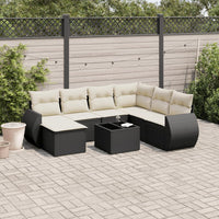 Set Divani da Giardino con Cuscini 8 pz Nero in Polyrattan 3254043