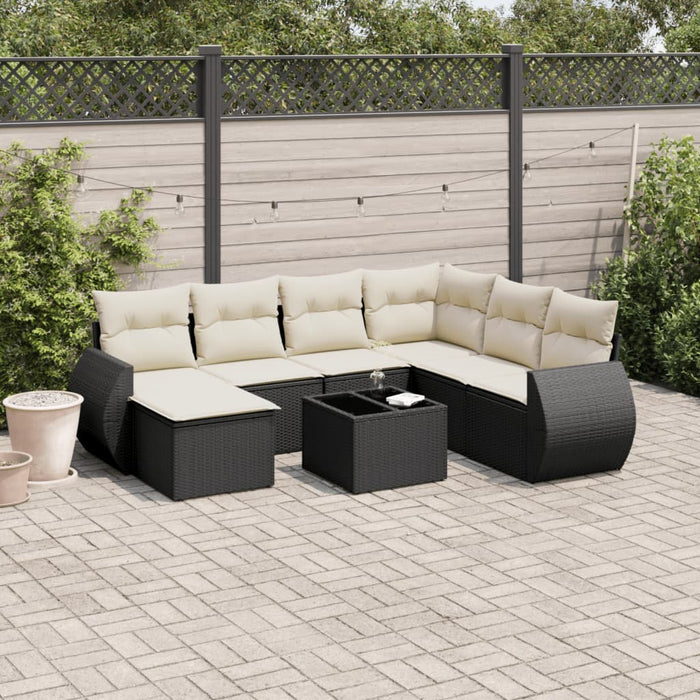 Set Divani da Giardino con Cuscini 8 pz Nero in Polyrattan 3254043