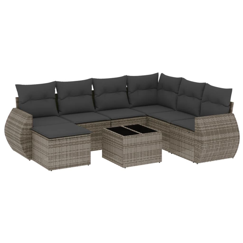 Set Divano da Giardino 8 pz con Cuscini Grigio in Polyrattan 3254047