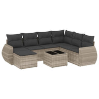 Set Divano da Giardino 8pz con Cuscini Grigio Chiaro Polyrattan 3254049