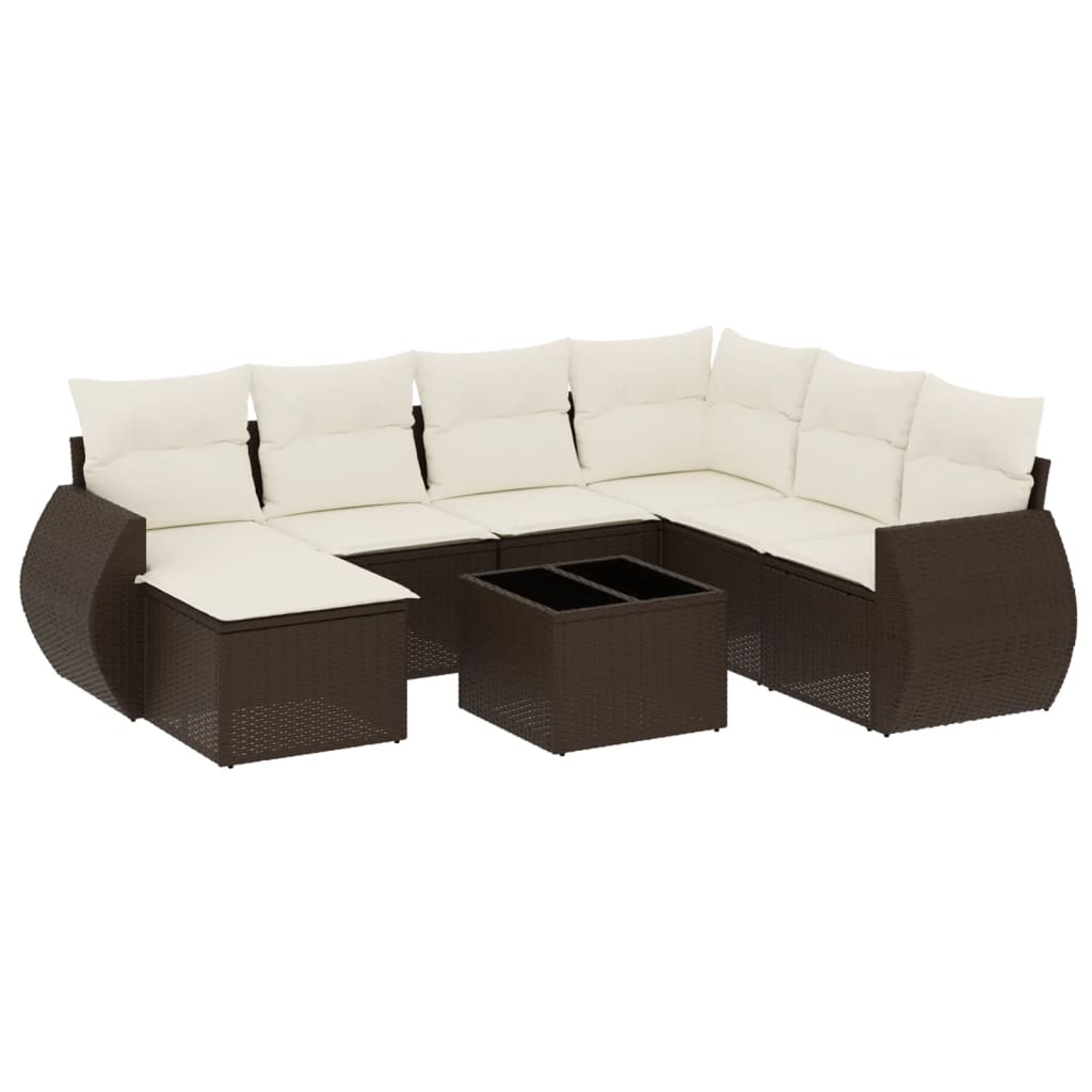 Set Divani da Giardino 8 pz con Cuscini Marrone in Polyrattan 3254050