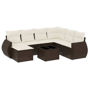 Set Divani da Giardino 8 pz con Cuscini Marrone in Polyrattan 3254050