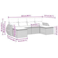 Set Divano da Giardino 6 pz con Cuscini Nero in Polyrattan