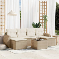 Set Divani da Giardino 7 pz con Cuscini Beige in Polyrattan 3254065