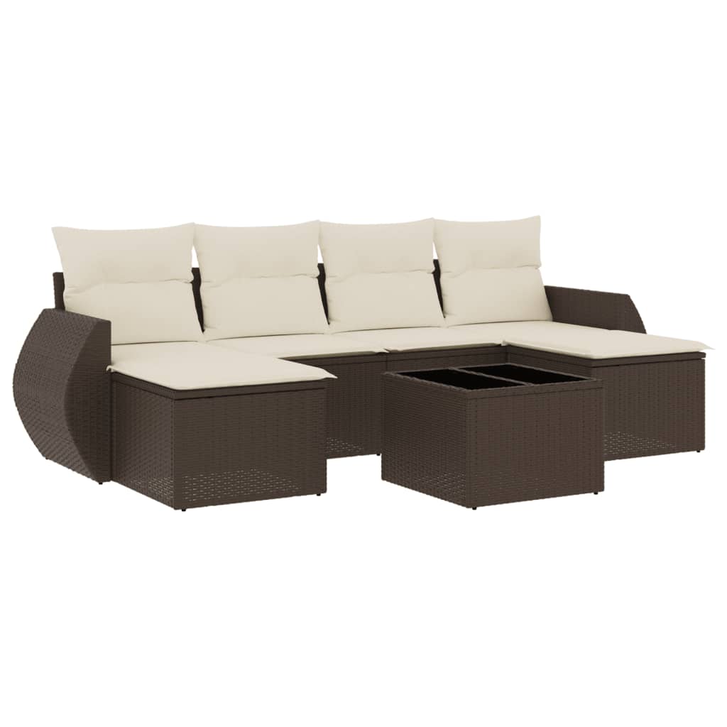 Set Divani da Giardino 7 pz con Cuscini Marrone in Polyrattan 3254070