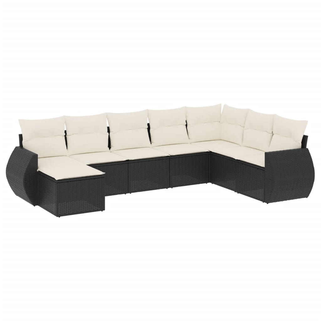 Set Divani da Giardino con Cuscini 8 pz Nero in Polyrattan 3254093