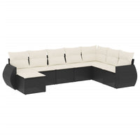 Set Divani da Giardino con Cuscini 8 pz Nero in Polyrattan 3254093