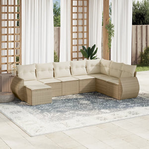 Set Divano da Giardino 8 pz con Cuscini Beige in Polyrattancod mxl 112795