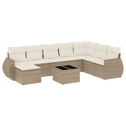 Set Divano da Giardino 9 pz con Cuscini Beige in Polyrattancod mxl 88810