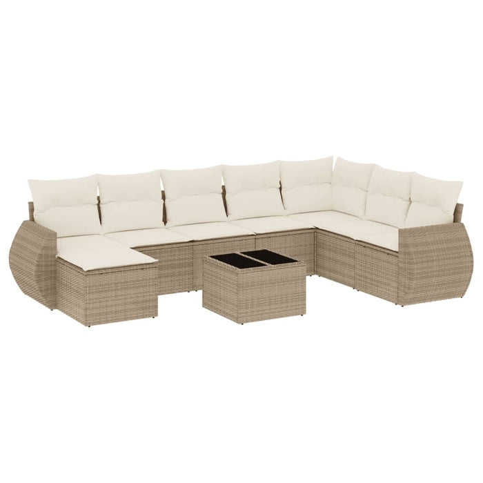 Set Divano da Giardino 9 pz con Cuscini Beige in Polyrattancod mxl 88810