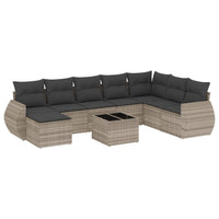 Set Divano da Giardino 9pz con Cuscini Grigio Chiaro Polyrattan 3254109