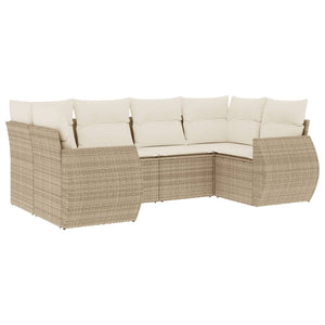 Set Divano da Giardino 6 pz con Cuscini Beige in Polyrattan 3254115