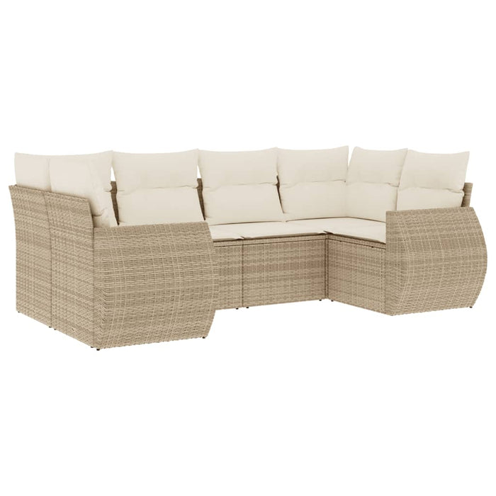 Set Divano da Giardino 6 pz con Cuscini Beige in Polyrattan 3254115