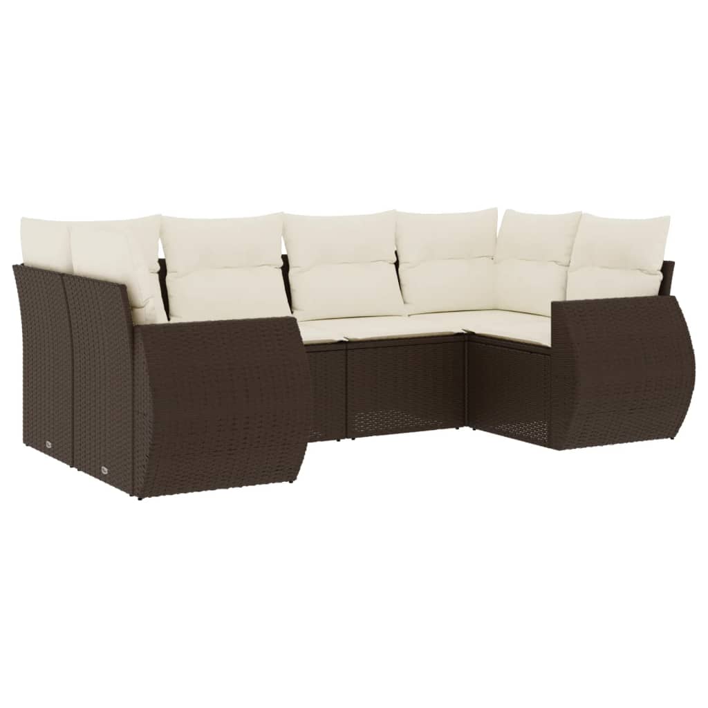 Set Divano da Giardino 6 pz con Cuscini Marrone in Polyrattan 3254120