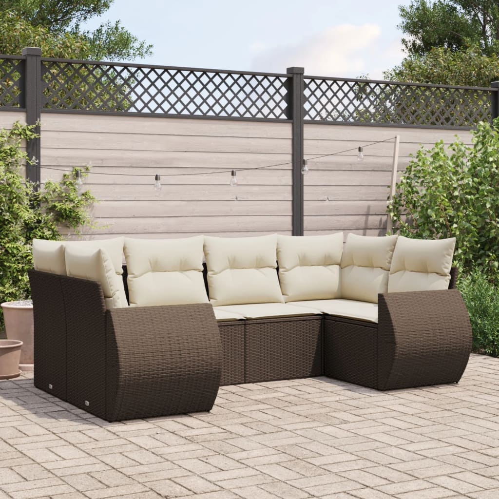 Set Divano da Giardino 6 pz con Cuscini Marrone in Polyrattan 3254120