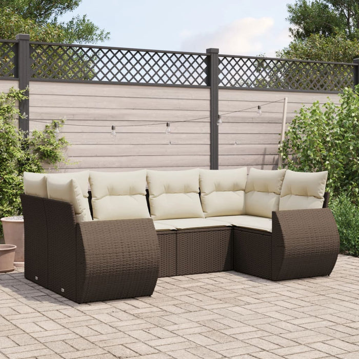 Set Divano da Giardino 6 pz con Cuscini Marrone in Polyrattan 3254120
