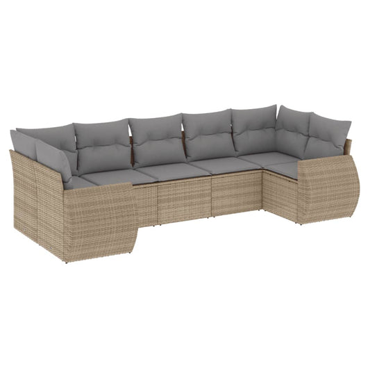 Set Divani da Giardino 7 pz con Cuscini Beige in Polyrattan 3254126