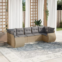Set Divani da Giardino 7 pz con Cuscini Beige in Polyrattan 3254126