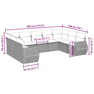 Set Divani da Giardino 9 pz con Cuscini Nero in Polyrattan 3254133