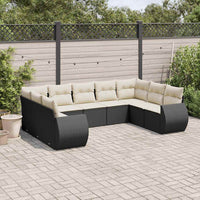 Set Divani da Giardino 9 pz con Cuscini Nero in Polyrattan 3254133