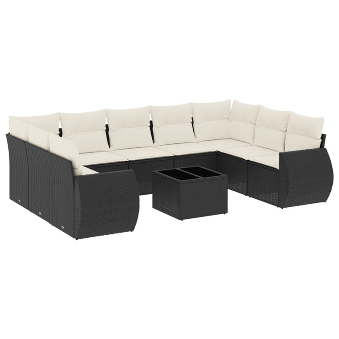 Set Divani da Giardino 10pz con Cuscini in Polyrattan Nero 3254143