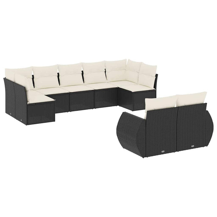 Set Divani da Giardino 9 pz con Cuscini Nero in Polyrattancod mxl 88815