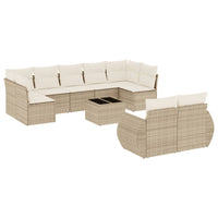 Set Divano da Giardino 10 pz con Cuscini Beige in Polyrattan 3254165