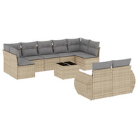 Set Divano da Giardino 10 pz con Cuscini Beige in Polyrattan 3254166