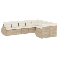 Set Divano da Giardino 9 pz con Cuscini Beige in Polyrattan 3254175