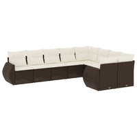 Set Divani da Giardino 9pz con Cuscini Marrone in Polyrattan 3254180