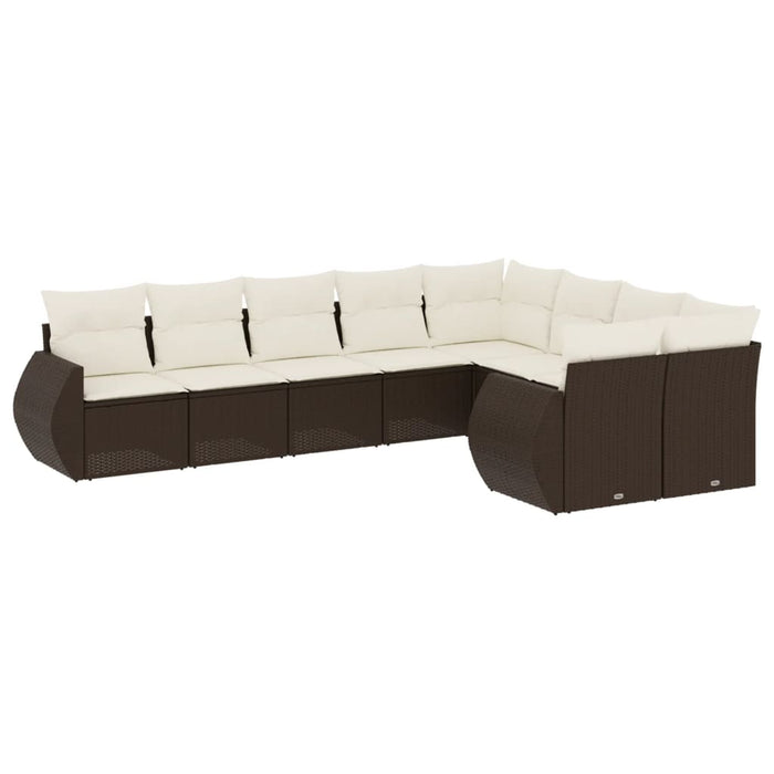 Set Divani da Giardino 9pz con Cuscini Marrone in Polyrattan 3254180