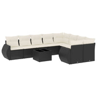 Set Divani da Giardino 10pz con Cuscini in Polyrattan Nero 3254183