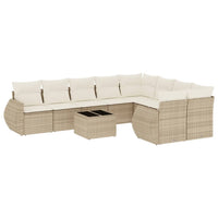 Set Divano da Giardino 10 pz con Cuscini Beige in Polyrattan 3254185