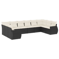 Set Divani da Giardino 10pz con Cuscini in Polyrattan Nero 3254203