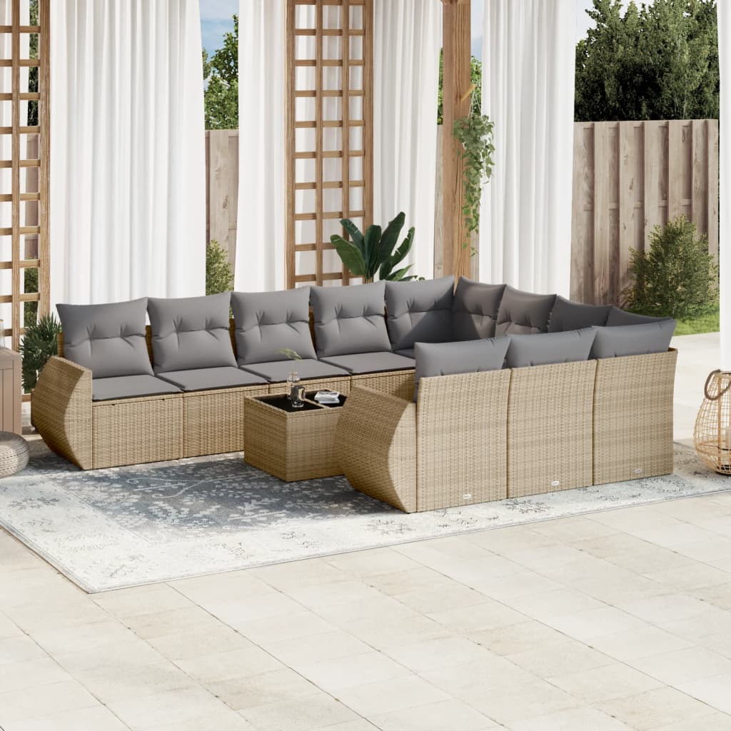 Set Divani da Giardino 11 pz con Cuscini Beige in Polyrattancod mxl 88822
