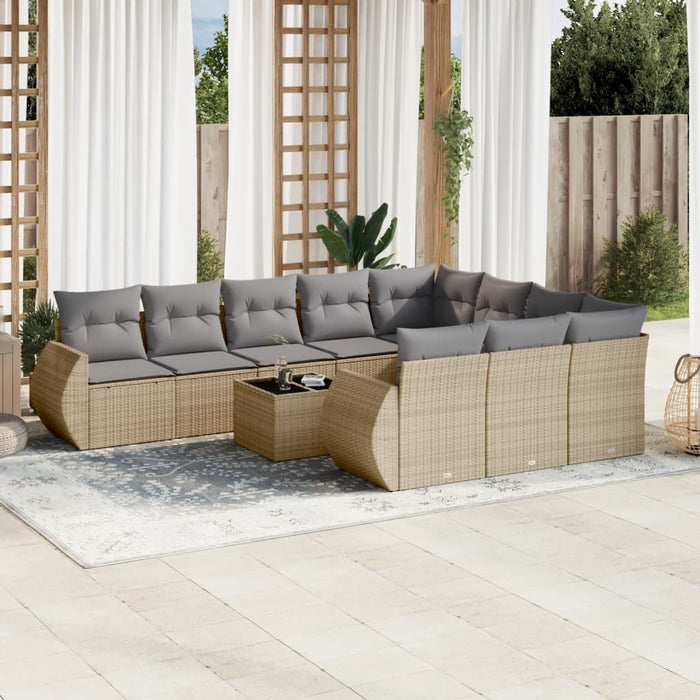 Set Divani da Giardino 11 pz con Cuscini Beige in Polyrattancod mxl 88822