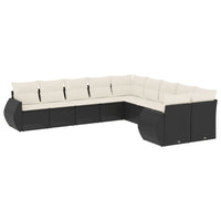 Set Divani da Giardino 10pz con Cuscini in Polyrattan Nero 3254243