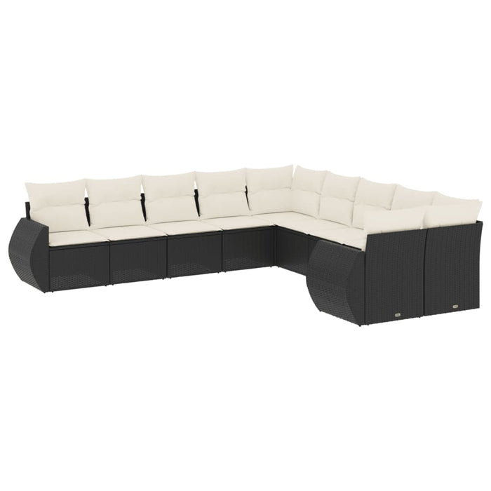 Set Divani da Giardino 10pz con Cuscini in Polyrattan Nero 3254243